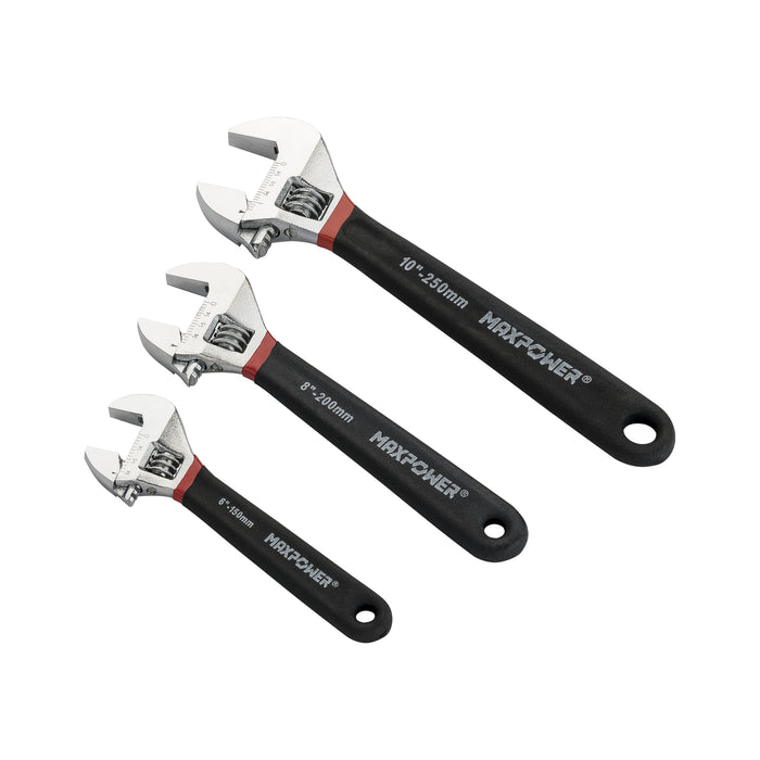 MAXPOWER Adjustable Wrench Set (6in, 8in, 10in), Double Dipped, 3PCS