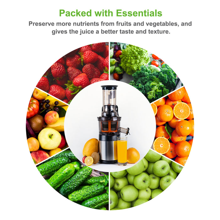 (Certified Refurbished) Ventray 408 Slow Press Masticating Juicer, Easy to Clean, BPA Free, Vegetable, Fruits Juice, Compact,Black
