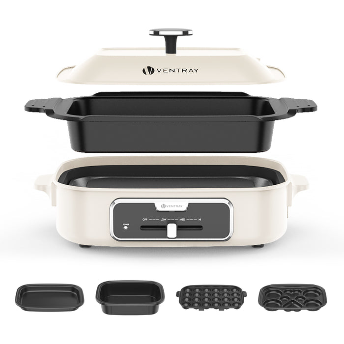 Indoor Electric Grill Appliance Set with 5 Removable Nonstick Plates