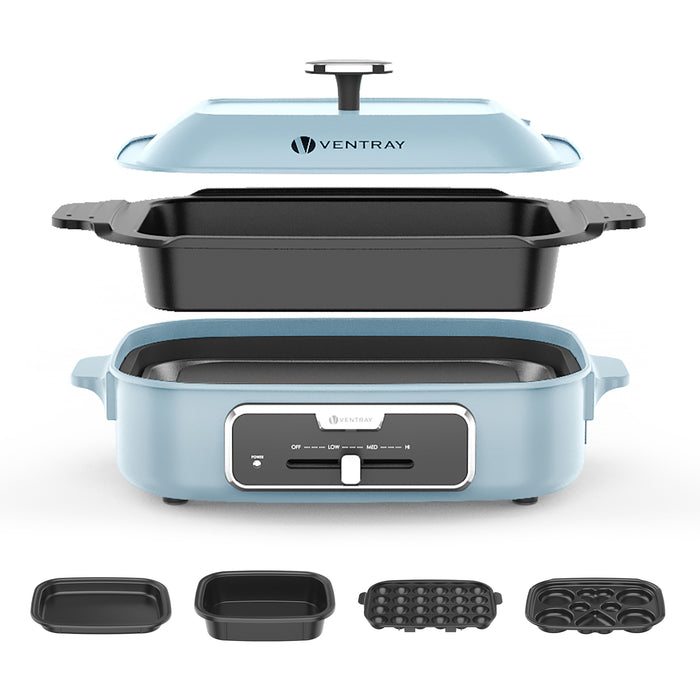Indoor Electric Grill Appliance Set with 5 Removable Nonstick Plates