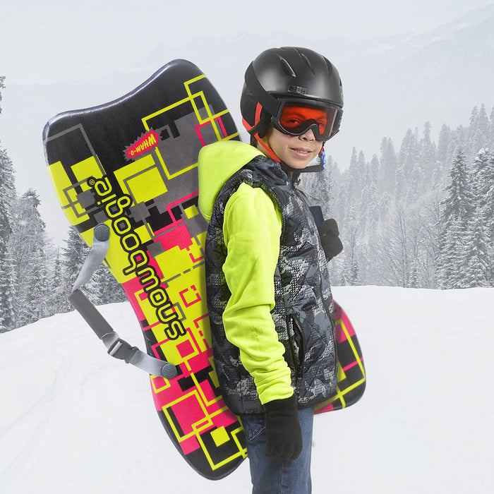 Wham-O Snowboogie Snow Sled - 36" Single Rider Winter Backpack Sled (Black+Pink/Gray+Orange)