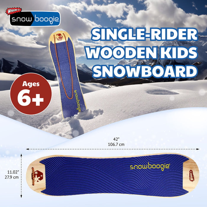 Wham-O 42" Wooden Kids Snowboard - Single Rider Woody Snowboard (Blue)