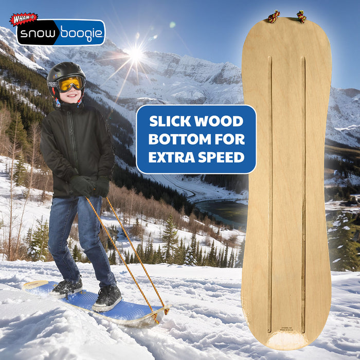 Wham-O 42" Wooden Kids Snowboard - Single Rider Woody Snowboard (Blue)