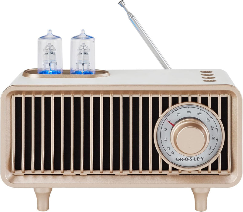 Crosley CR3043A-WS Milton Radio, White Sand | FM Radio, Bluetooth In, Up to 20 Hours of Listening at 50% Volume, Rechargeable Lithium-Ion Battery, Built-in Speaker