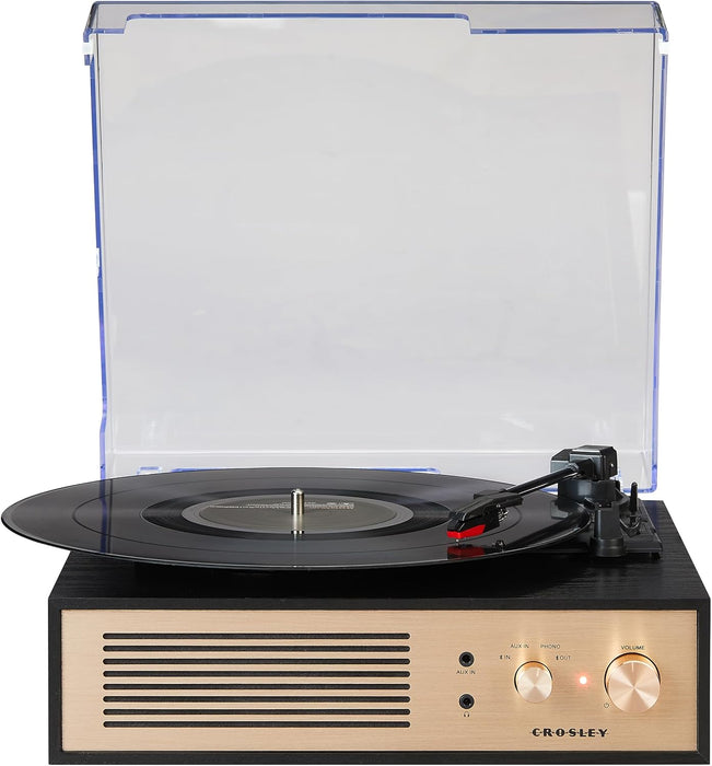 Crosley CR6045A-BK Miles Record Player, Black | 3-Speed Turntable, Bluetooth In / Out, Built-in Full-Range Stereo Speakers, Aux Input