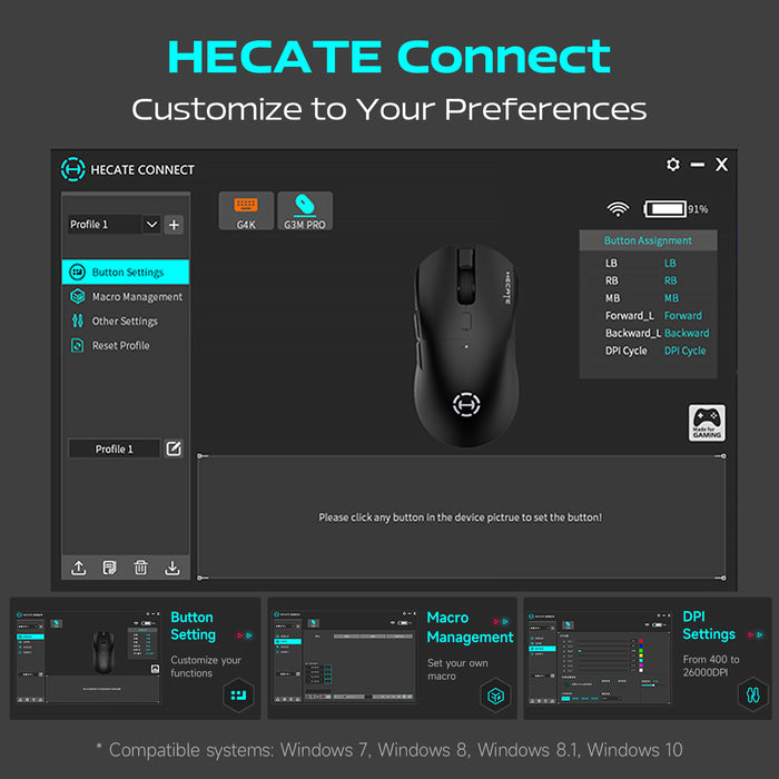 Edifier G3M PRO Wireless Gaming Mouse, Tri-Mode 2.4G/USB-C/Bluetooth Mouse Gaming, 26000 DPI, Rechargeable Wireless Computer Mouse for Laptop PC Mac