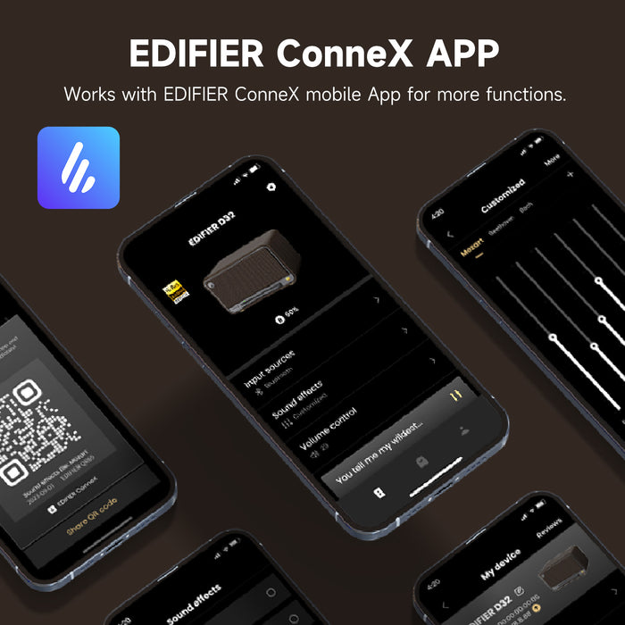 Certified Refurbished Edifier D32 Tabletop Bluetooth Speakers, Portable Retro Wireless Speaker, 60W RMS Wi-Fi and Bluetooth Sound System Compatible with AirPlay2, Multi-Point Connection, 11 Hours Playtime