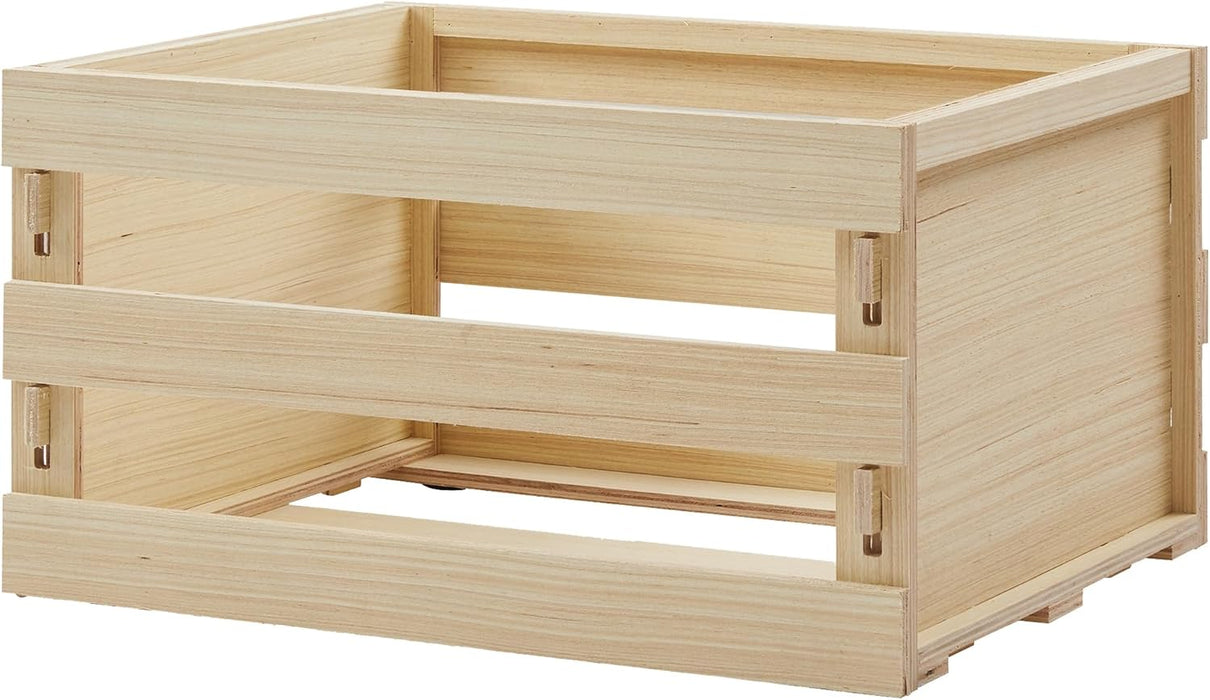 Crosley AC1050A-BB Vinyl Record Storage Wood Crate for up to 75 Albums, Portable Organizer, Natural