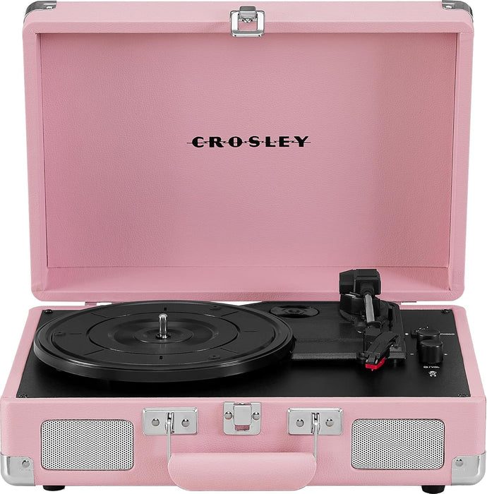 Crosley CR8005E-BH Cruiser Plus Record Player, Blush | 3-Speed Turntable, Bluetooth In / Out, Built-in Stereo Speakers, Isolated Internal Speakers Minimize Vibration