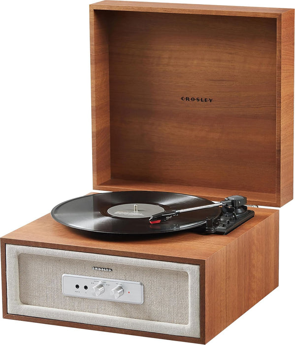 Crosley CR6235AFT-NA Rohe Record Player, Natural | 3-Speed Turntable, Bluetooth In / Out, Built-in Full-Range Stereo Speakers, Aux Input