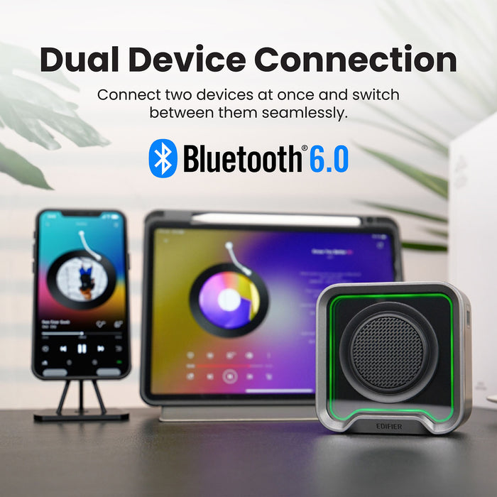 Edifier Portable Bluetooth Speaker, IP67 Waterproof and Dustproof with Deep Bass, Built-in Microphone 12H Playtime Bluetooth 6.0, Ambient Light for Outdoor Camping Travel Home Office