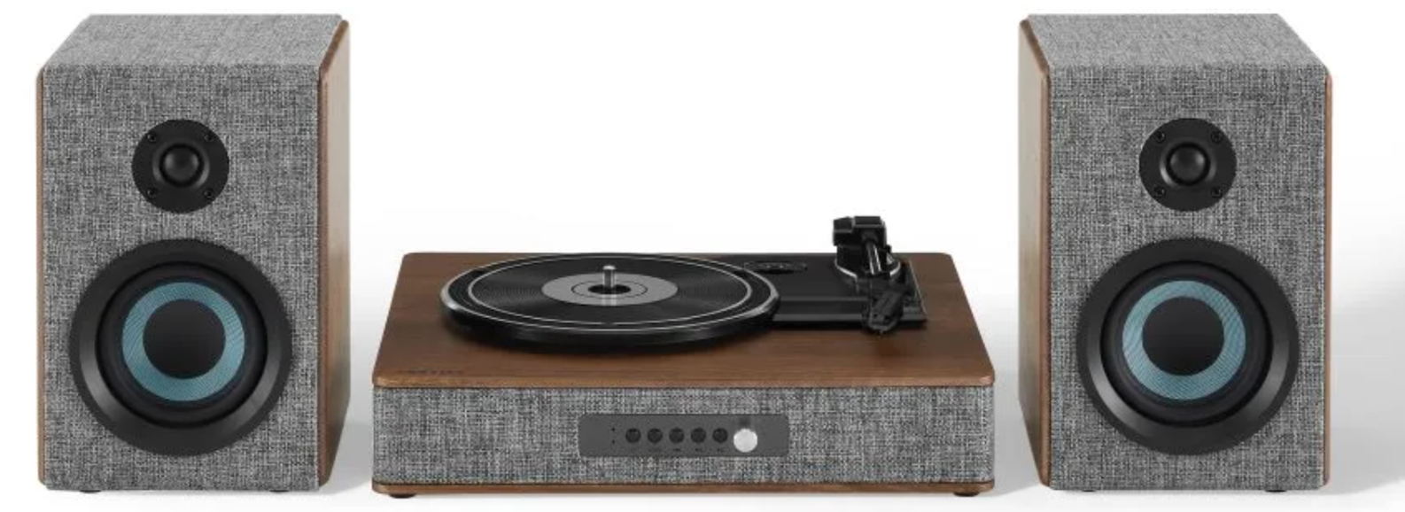 Aria Record Player With Speakers In Gray