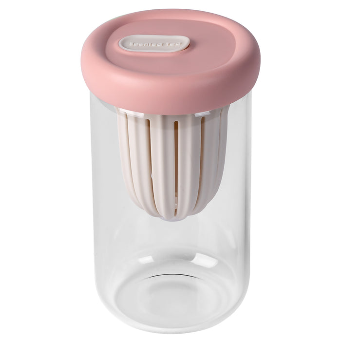 Ventray Home Tea Separation Cup with Straw - 450ml/15.2oz - Pink