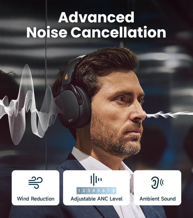 Edifier WH950NB Gen 2 Wireless Hybrid Active Noise Cancelling Headphones, Hi-Res Audio with LDAC 8-Level ANC, Spatial Sound 80H Playtime Bluetooth 5.4 Foldable 3.5mm AUX, Travel Case