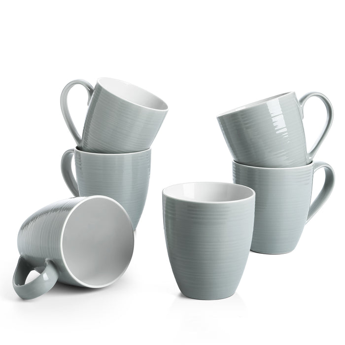 17 Oz Coffee Mug, Dishwasher Microwave Safe, Set Of 6, Grey