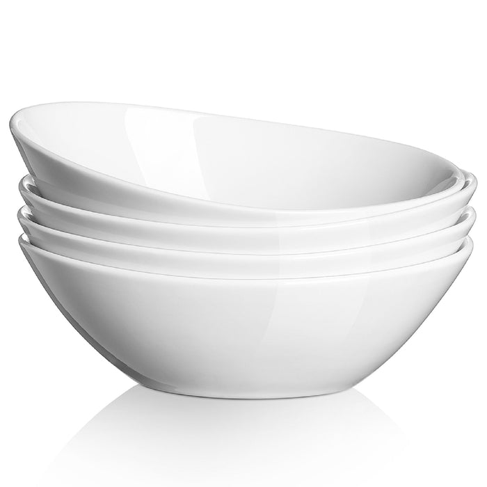 9 inch Porcelain Serving Bowls, Large Serving Dishes, Set Of 4, White