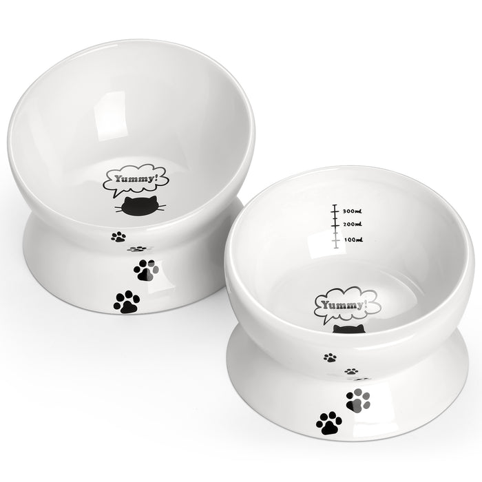 24 Oz Ceramic Pet Food Bowl, Anti Slip Feet, Set Of 2, White