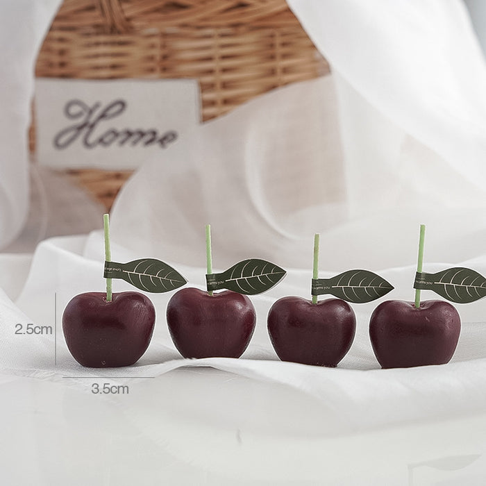REJUUV 4Pcs Cherries Shaped Scented Candle with Sweet Fruit Aroma, Black Red
