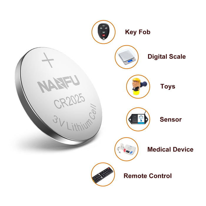 NANFU 10 Pack CR2025 Lithium Coin Cell Batteries