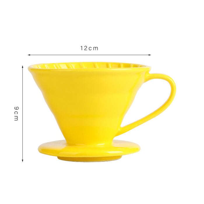 VENTRAY Home Ceramic Pour Over Coffee Dripper, Lemon Yellow