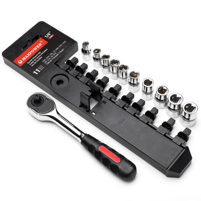 MAXPOWER 11-Piece 1/4-inch SAE Socket Wrench Set