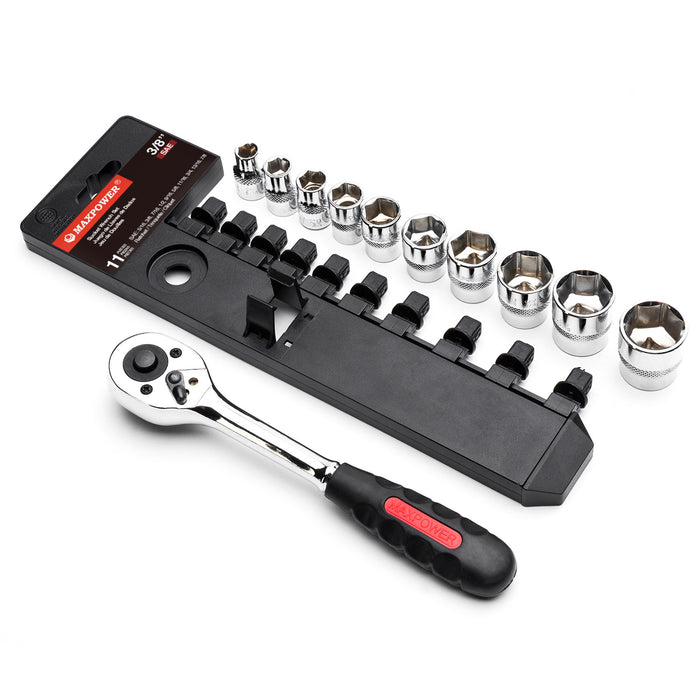 MAXPOWER 11-Piece 3/8-inch SAE Socket Wrench Set
