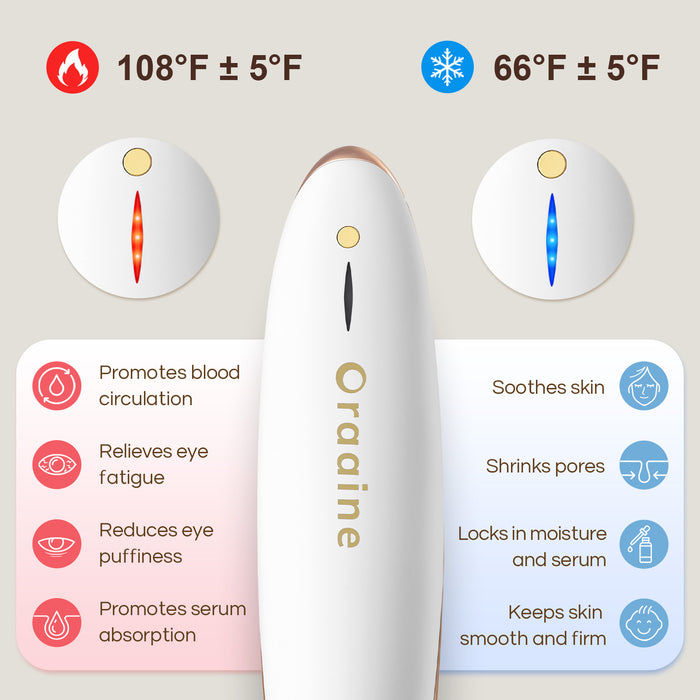 Oraaine Eye Massager Wand with Heat & Cold, High Frequency Microcurrent - White