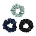 3PCS Real Silk Hair Scrunchies - Black, Dark Blue, Light Green