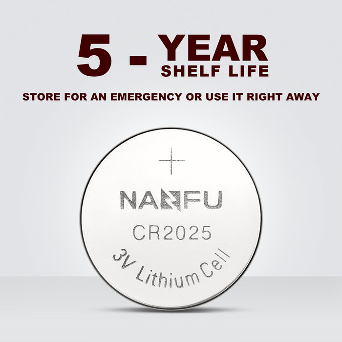 NANFU 10 Pack CR2025 Lithium Coin Cell Batteries