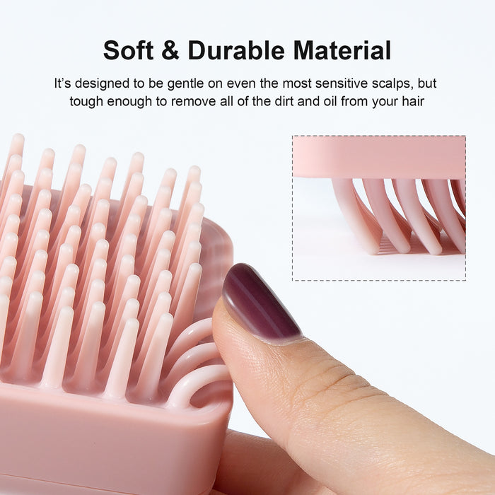 Rejuuv Hair Scalp Massager Shampoo Brush, Square, Pink
