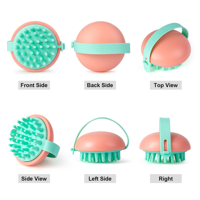 Rejuuv Hair Scalp Massager Shampoo Brush, Round, Pink