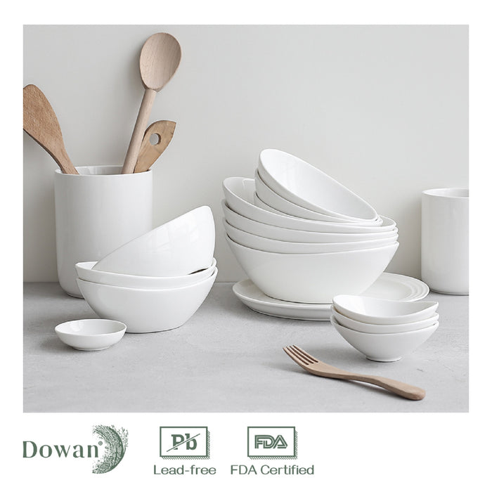 9 inch Porcelain Serving Bowls, Large Serving Dishes, Set Of 4, White
