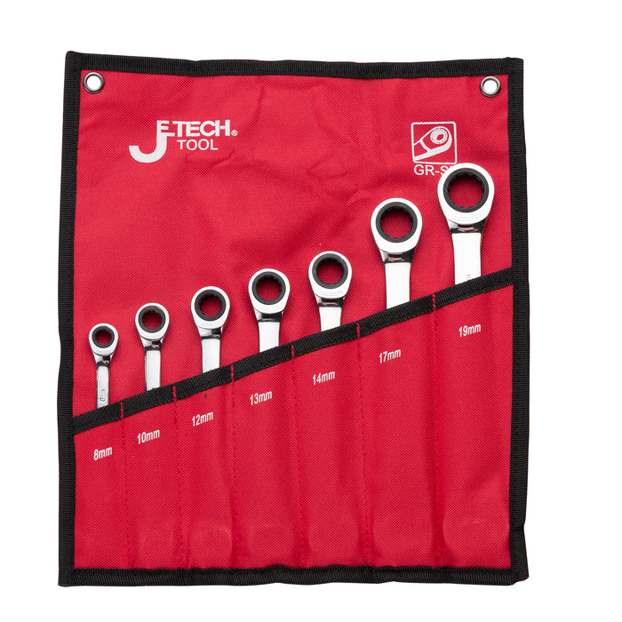 Jetech Ratcheting Combination Wrench Set (8mm - 19mm), Metric, 7PCS