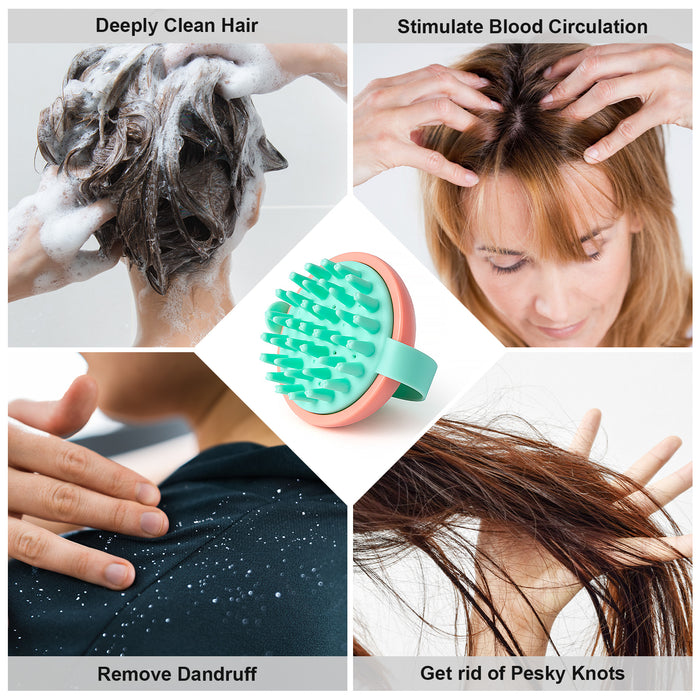 Rejuuv Hair Scalp Massager Shampoo Brush, Round, Pink
