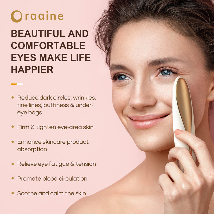 Oraaine Eye Massager Wand with Heat & Cold, High Frequency Microcurrent - White