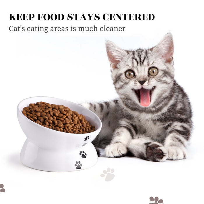 12 Oz Cat Food Bowls, Ceramic Pet Bowls for Cat or Dogs, White