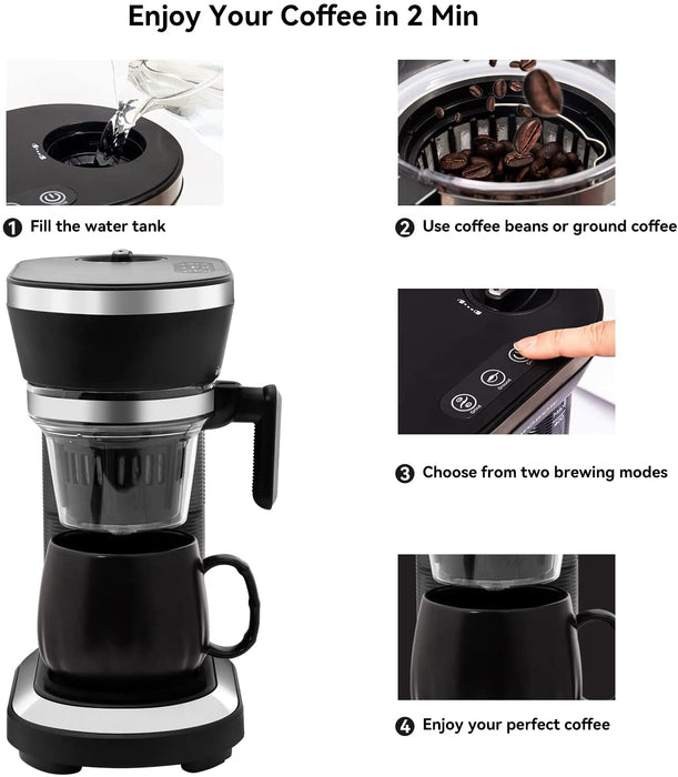 JAVASTARR Grind and Brew Coffee Maker Black Mug