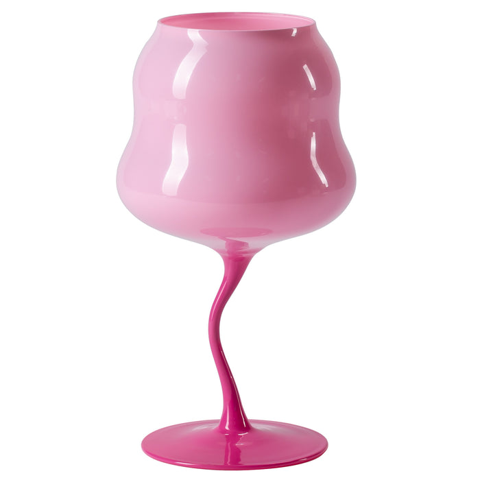 Ventray Home Glass Goblet - 500ml Stemmed Wine Glass - Rose Red Stem Color