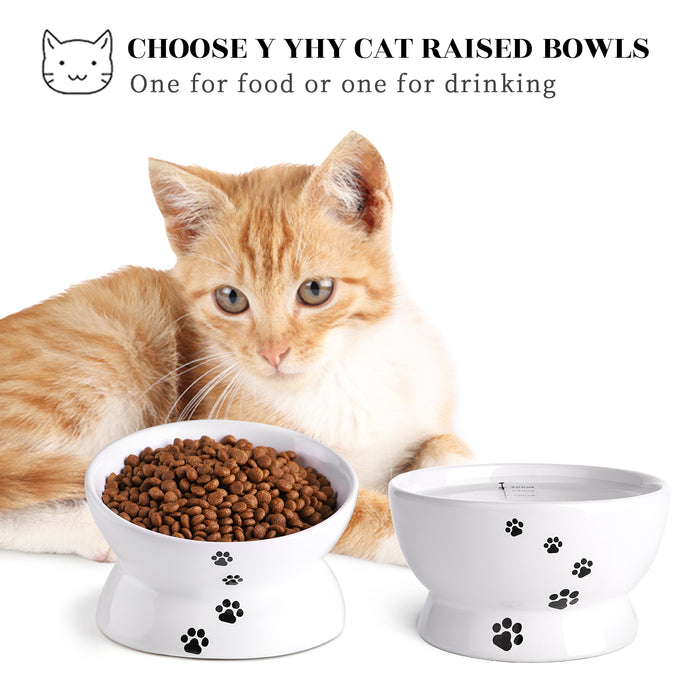 12 Oz Ceramic Pet Food Bowl, Anti Slip Feet, Set Of 2, White