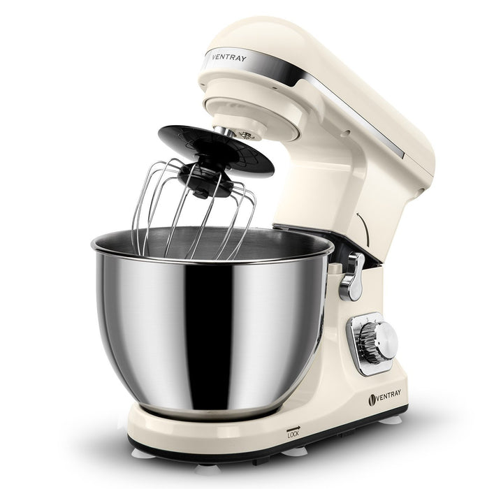 Ventray Stand Mixer 6-Speed 4.5-Quart Stainless Steel Bowl - Beige