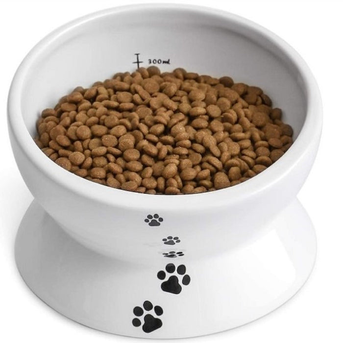 12 Oz Ceramic Pet Food Bowl, Anti Slip Feet, White