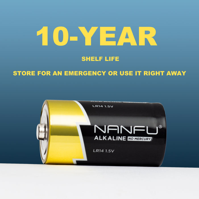 NANFU 12 Pack Alkaline C Cell Batteries for Household & Business