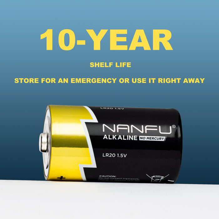 NANFU 12 Pack Alkaline D Cell Batteries for Household & Business