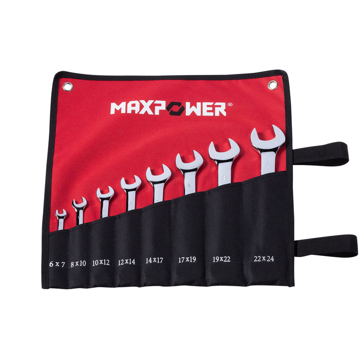 MAXPOWER 8pcs Double Open-end Wrench Set - Metric
