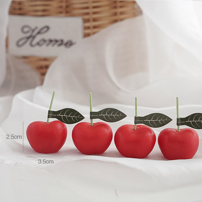 REJUUV 4Pcs Cherries Shaped Scented Candle with Sweet Fruit Aroma, Red