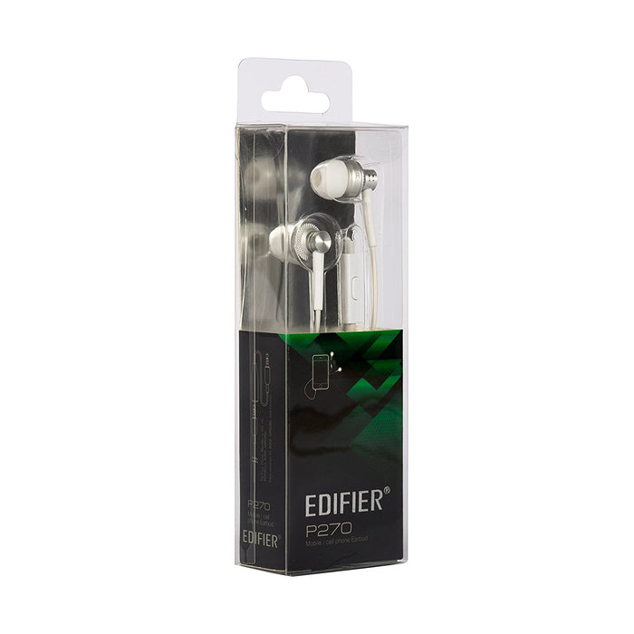 Edifier P270 In-ear Computer Headphones  - Earbud  with Mic and Remote Control - Silver