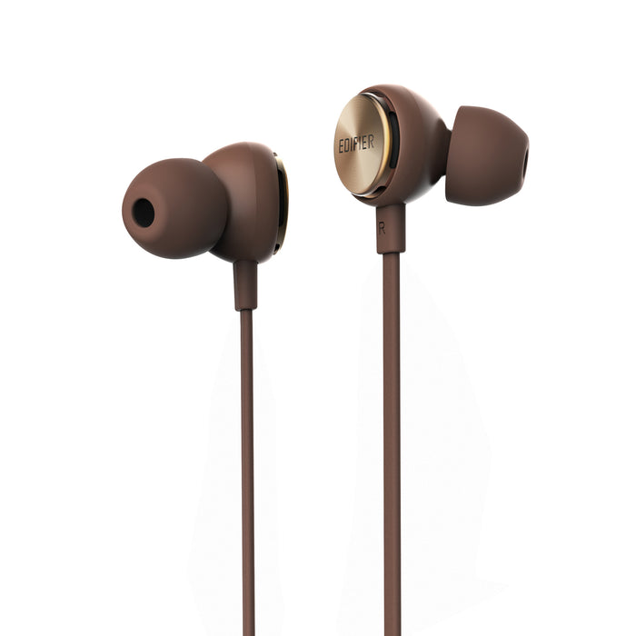 Edifier P293 Plus Computer Headset In-Ear Earphones Inline Volume Controls - Brown