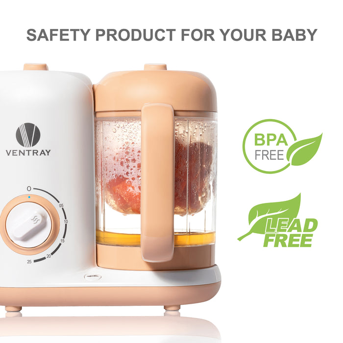 Ventray BabyGrow 300 Baby Food Maker, All-in-one Baby Food Processor,Peach