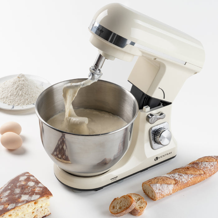 Ventray Stand Mixer 6-Speed 4.5-Quart Stainless Steel Bowl - Beige