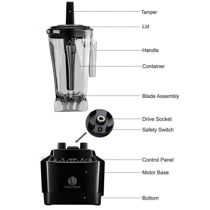 VENTRAY Pro 600 Professional Countertop Blender 1500W 8-Speed High Power